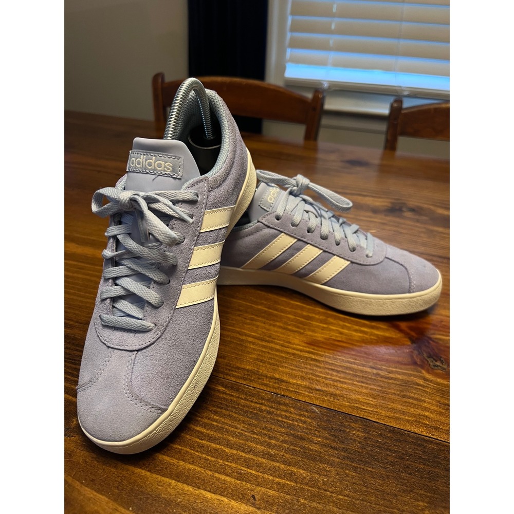 Adidas VL Court 2.0 Sneakers Womens 7 Blue Suede Retro Low Top Good